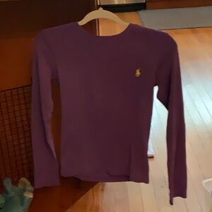 Ralph Lauren polo long sleeve t-shirt, medium, purple with yellow polo.